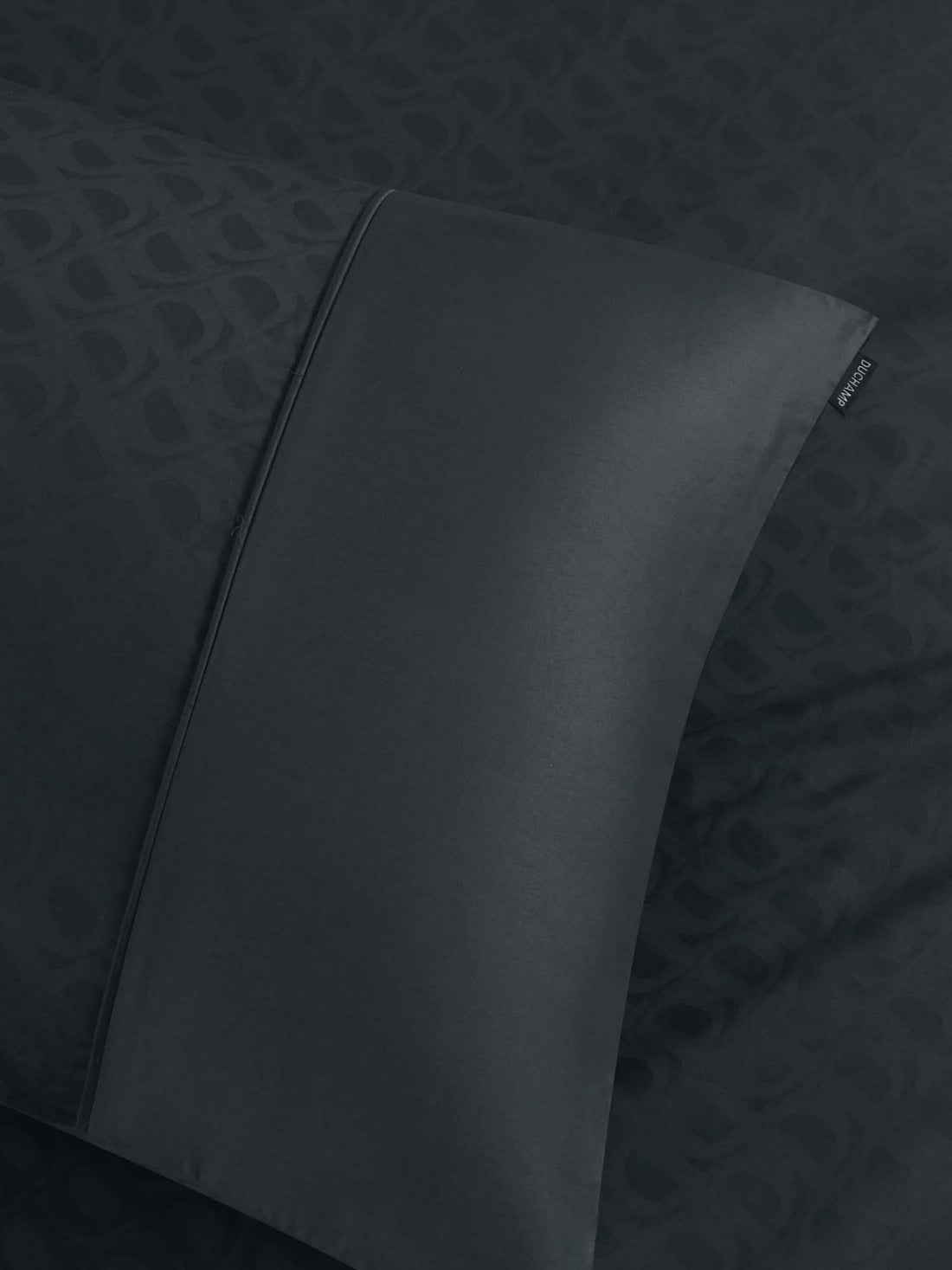 Duchamp Premium Cotton Sateen Monogram Jacquard Duvet Set Blackened Pearl