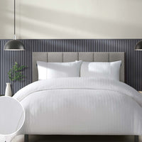 Duchamp Premium Cotton Seersucker Stripe Duvet Set Bright White