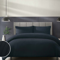 Duchamp Premium Cotton Seersucker Stripe Duvet Set Deep Well