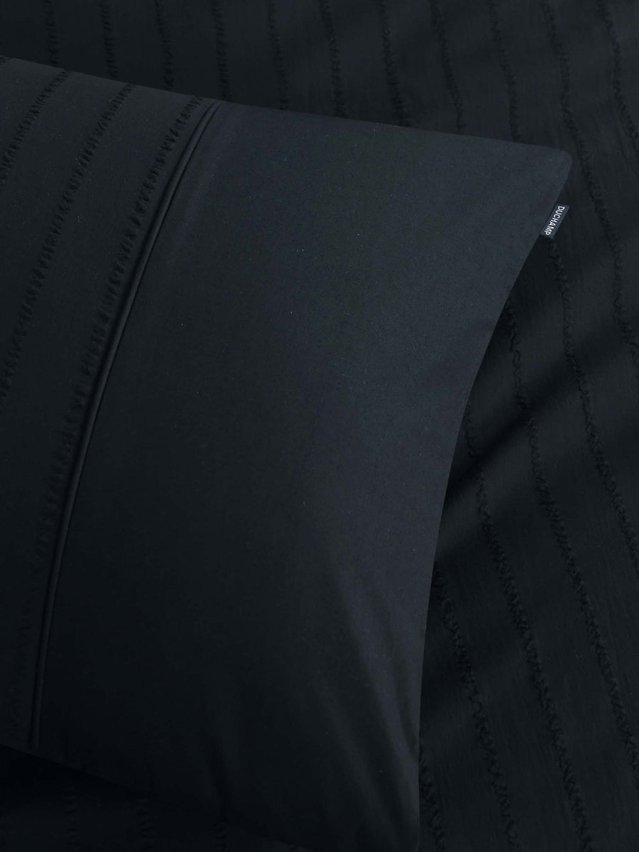 Duchamp Premium Cotton Seersucker Stripe Duvet Set Deep Well