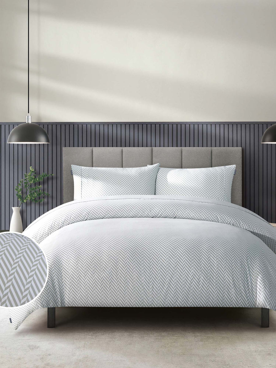 Duchamp Premium Cotton Herringbone Print Duvet Set High Rise