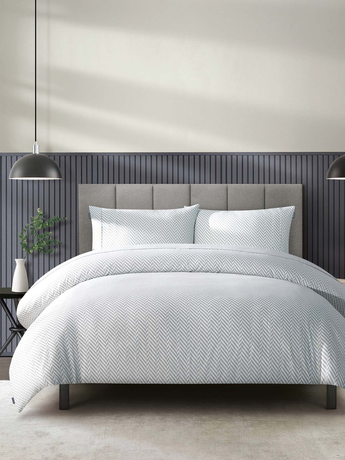 Duchamp Premium Cotton Herringbone Print Duvet Set High Rise