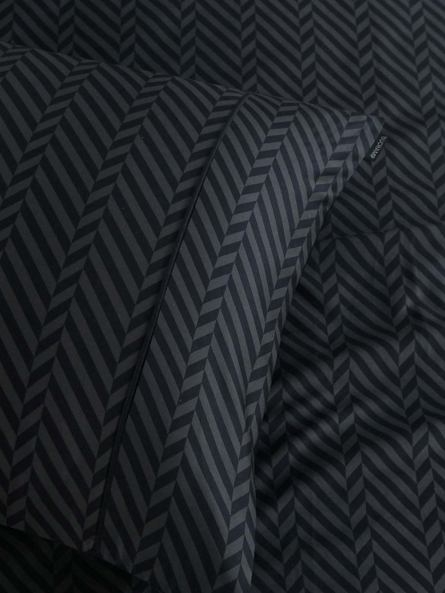 Duchamp Premium Cotton Herringbone Print Duvet Set Deep Well