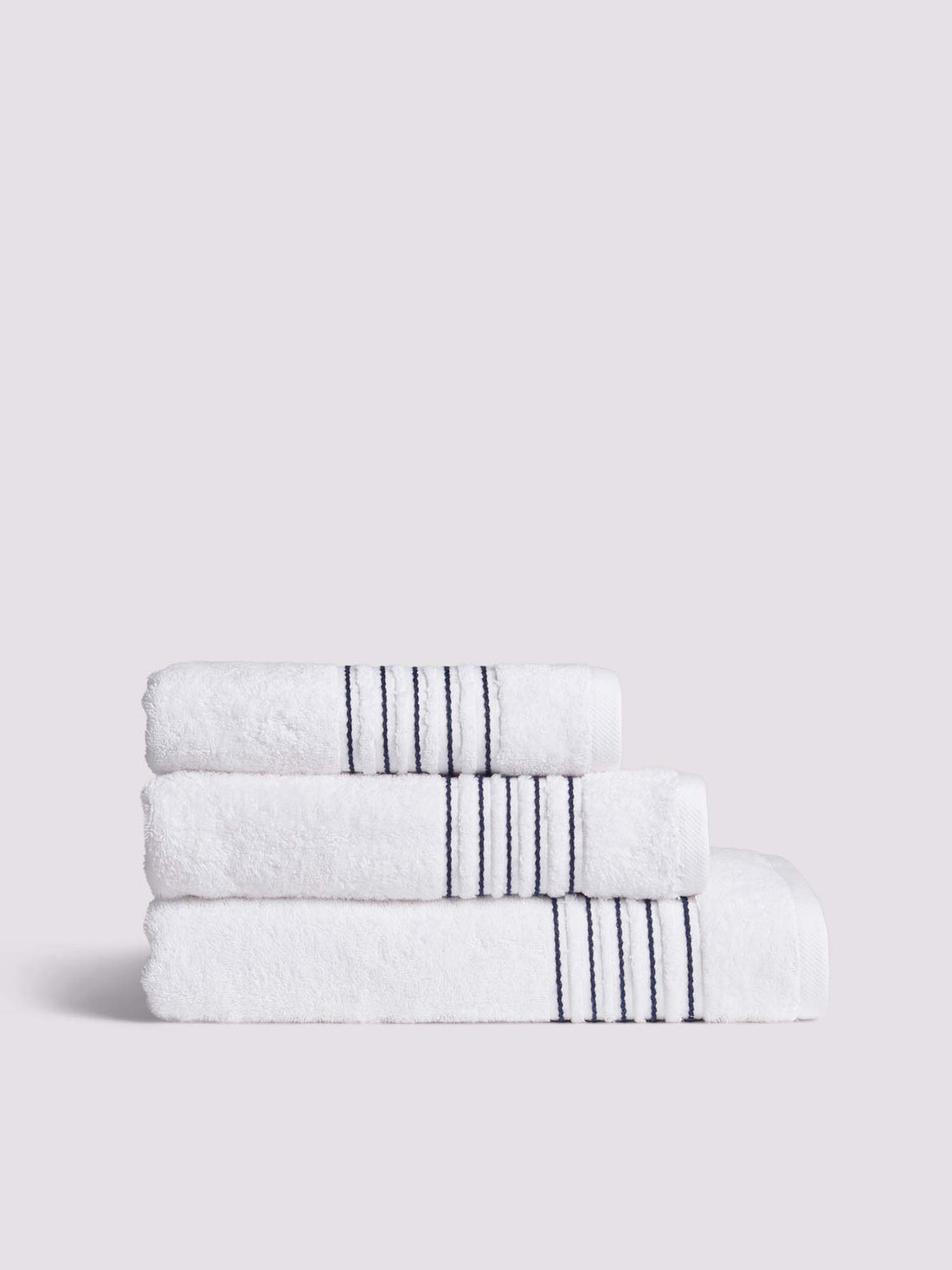 Duchamp Premium Cotton Brand Stripe Bath Towel Bright White