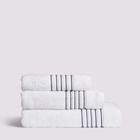 Duchamp Premium Cotton Brand Stripe Bath Towel Bright White