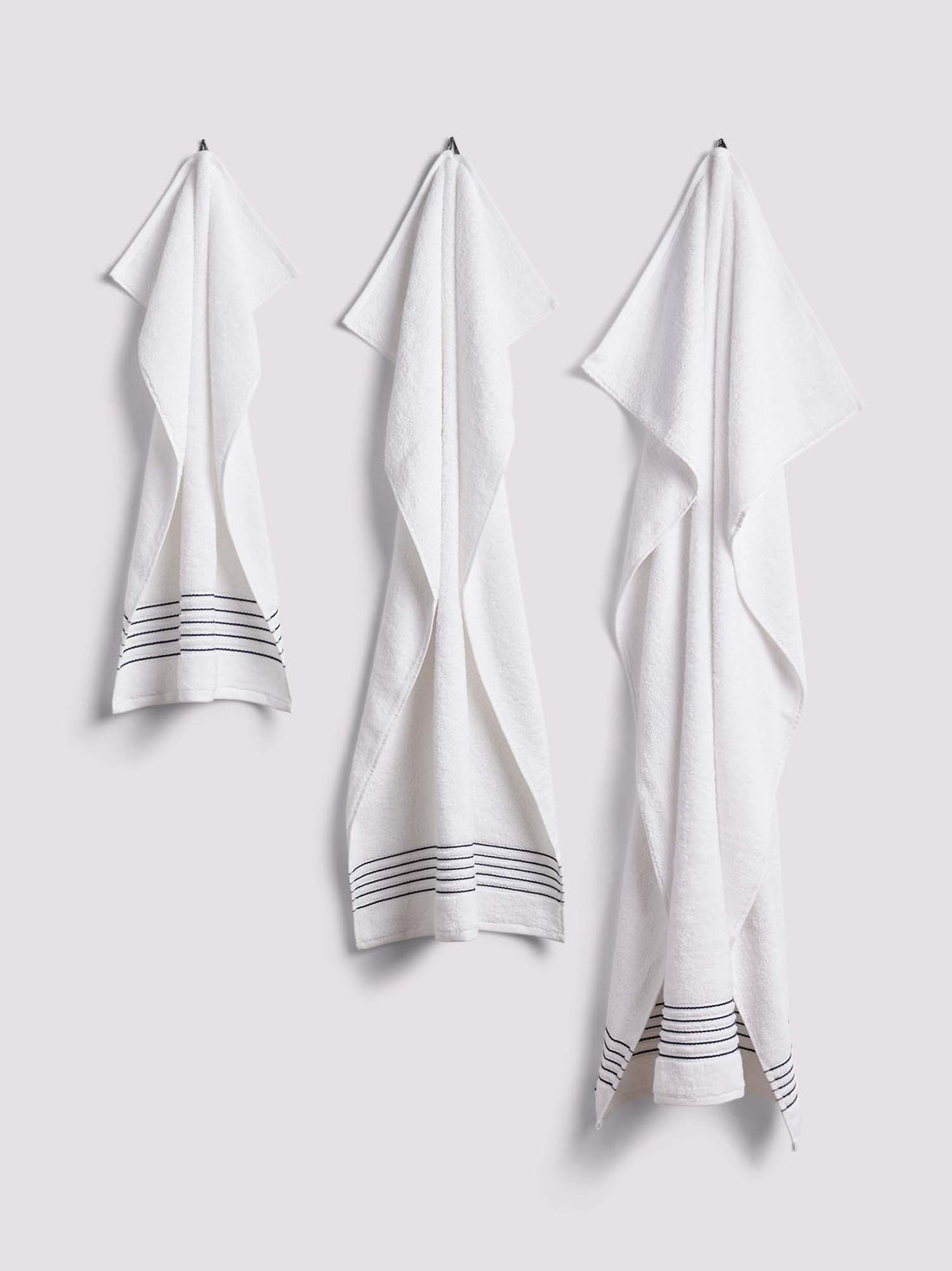 Duchamp Premium Cotton Brand Stripe Bath Towel Bright White