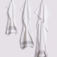 Duchamp Premium Cotton Brand Stripe Bath Towel Bright White