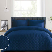 Duchamp Premium Satin Geo Dutch Velvet Bedspread Twilight Blue