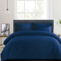Duchamp Premium Satin Geo Dutch Velvet Bedspread Twilight Blue
