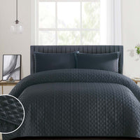Duchamp Premium Satin Geo Dutch Velvet Bedspread Blackened Pearl