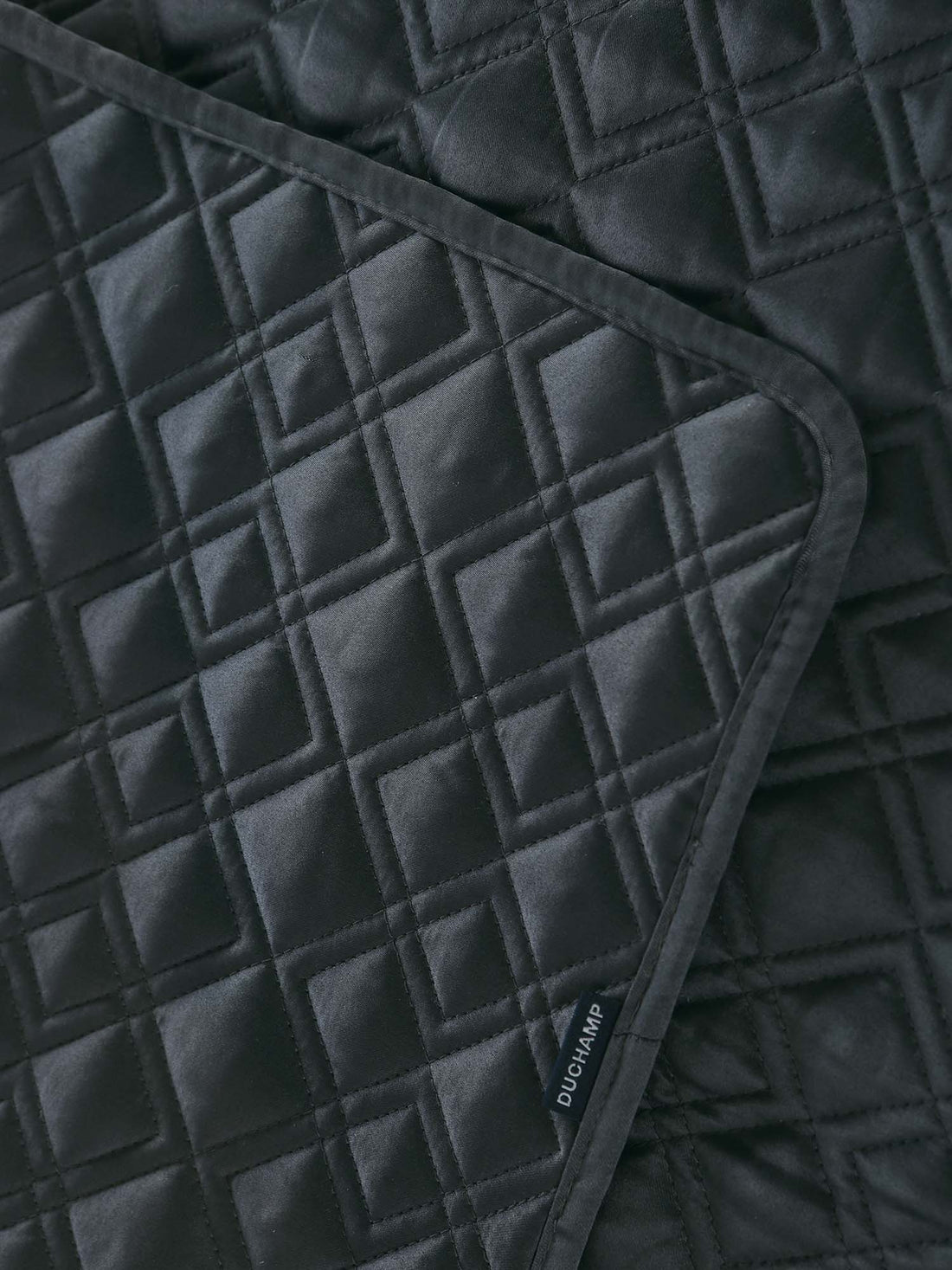 Duchamp Premium Satin Geo Dutch Velvet Bedspread Blackened Pearl