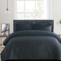 Duchamp Premium Satin Geo Dutch Velvet Bedspread Blackened Pearl
