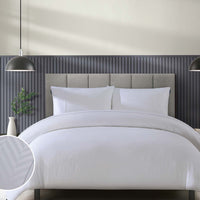Duchamp Premium Cotton Sateen Herringbone Duvet Set Bright White