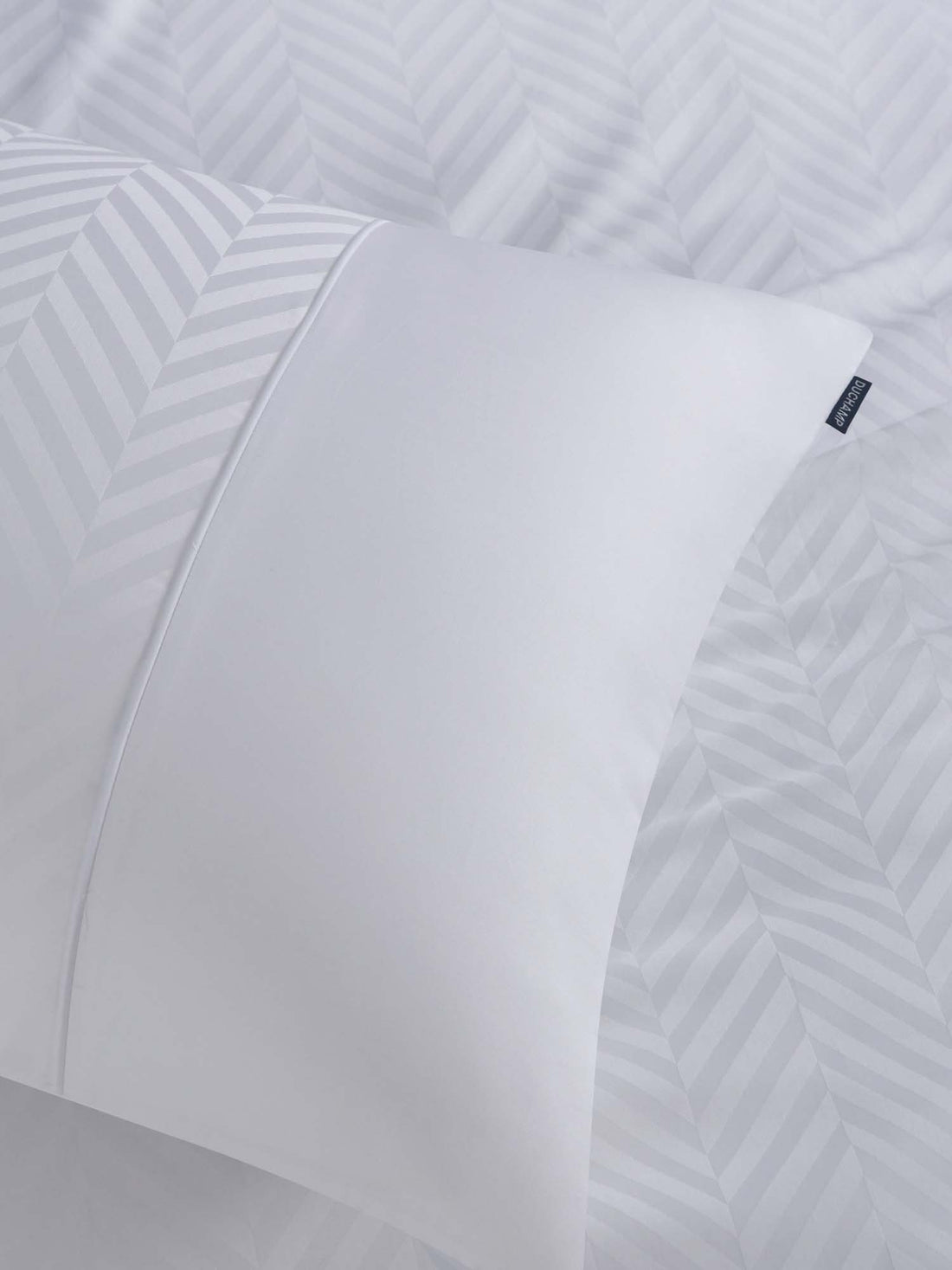 Duchamp Premium Cotton Sateen Herringbone Duvet Set Bright White