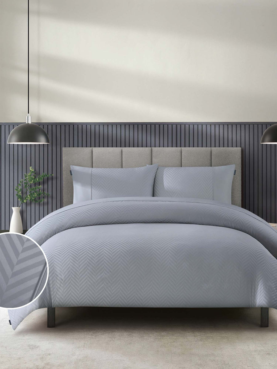 Duchamp Premium Cotton Sateen Herringbone Duvet Set High Rise