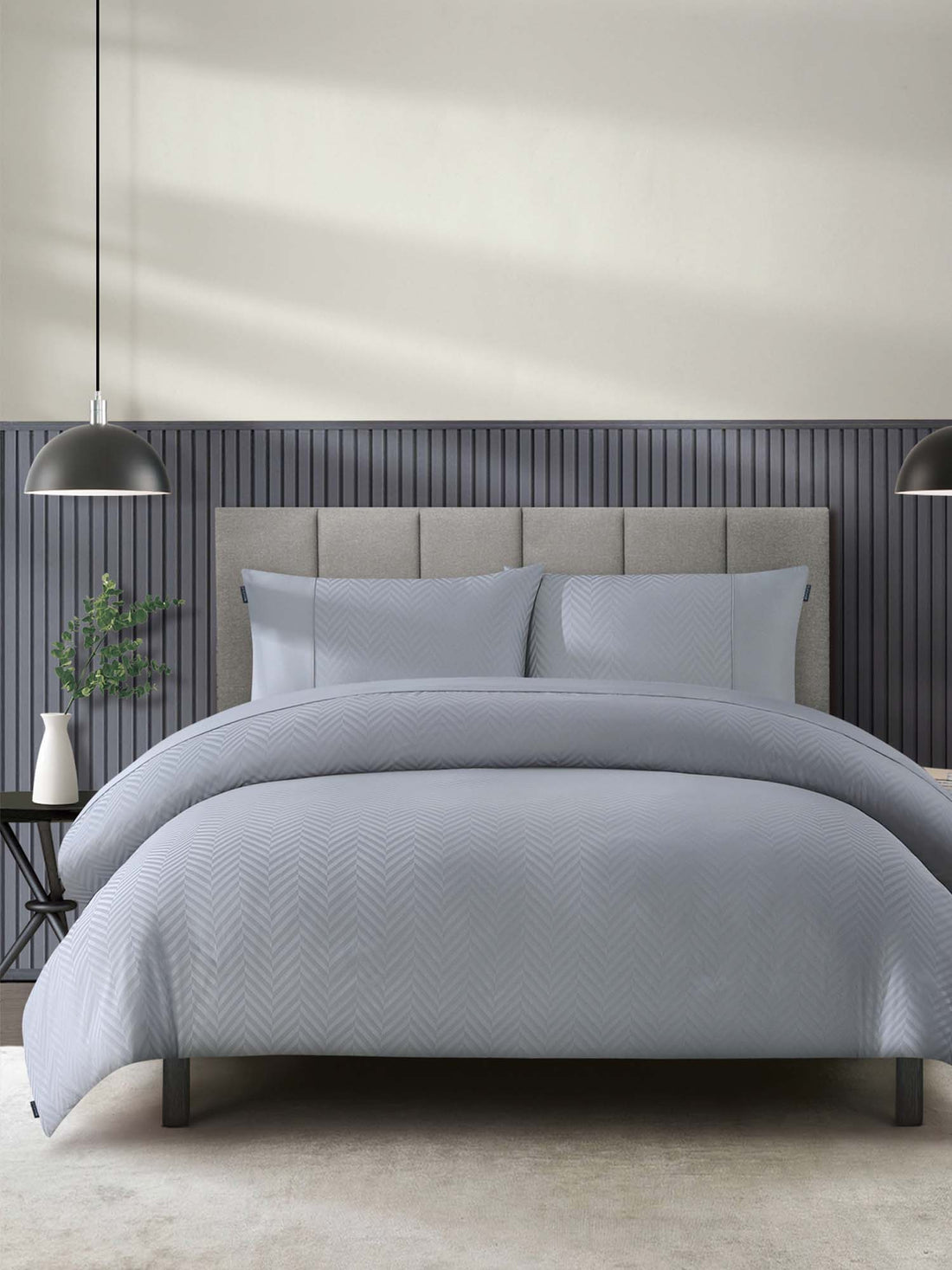 Duchamp Premium Cotton Sateen Herringbone Duvet Set High Rise