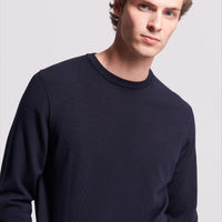 Merino Wool Crew Neck Sweater Dark Navy