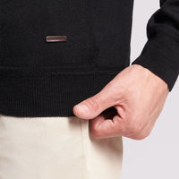 Merino Wool 1/4 Zip Funnel Neck Sweater in Black
