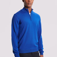 Merino Wool 1/4 Zip Funnel Neck Sweater Cobalt Blue