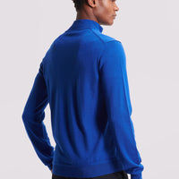Merino Wool 1/4 Zip Funnel Neck Sweater Cobalt Blue