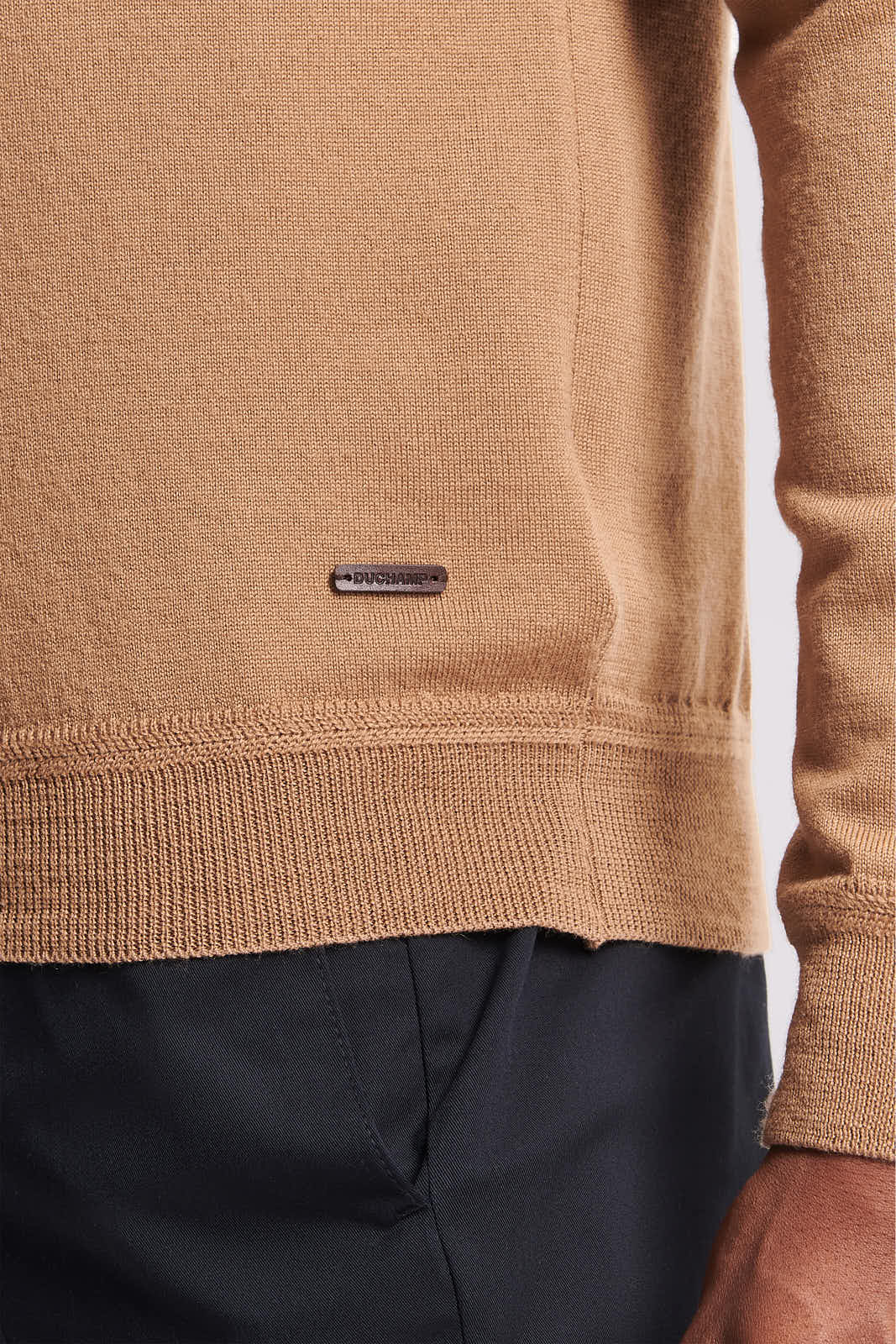 Merino Wool 1/4 Zip Funnel Neck Sweater Brown