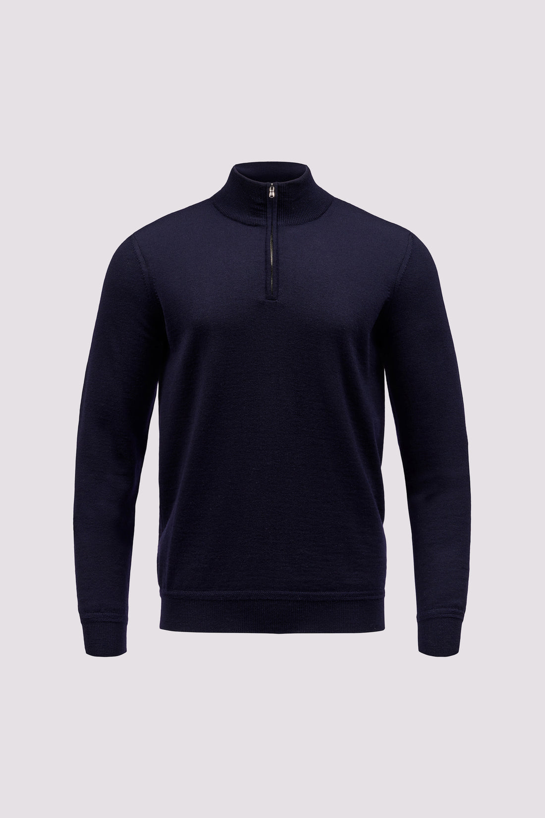 Merino Wool 1/4 Zip Funnel Neck Sweater Dark Navy