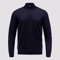 Merino Wool 1/4 Zip Funnel Neck Sweater Dark Navy