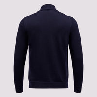 Merino Wool 1/4 Zip Funnel Neck Sweater Dark Navy