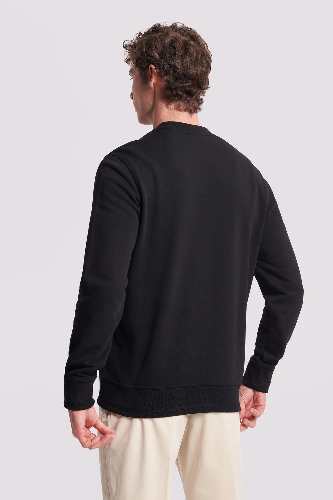 French Terry Crew Neck Sweatshirt in Black