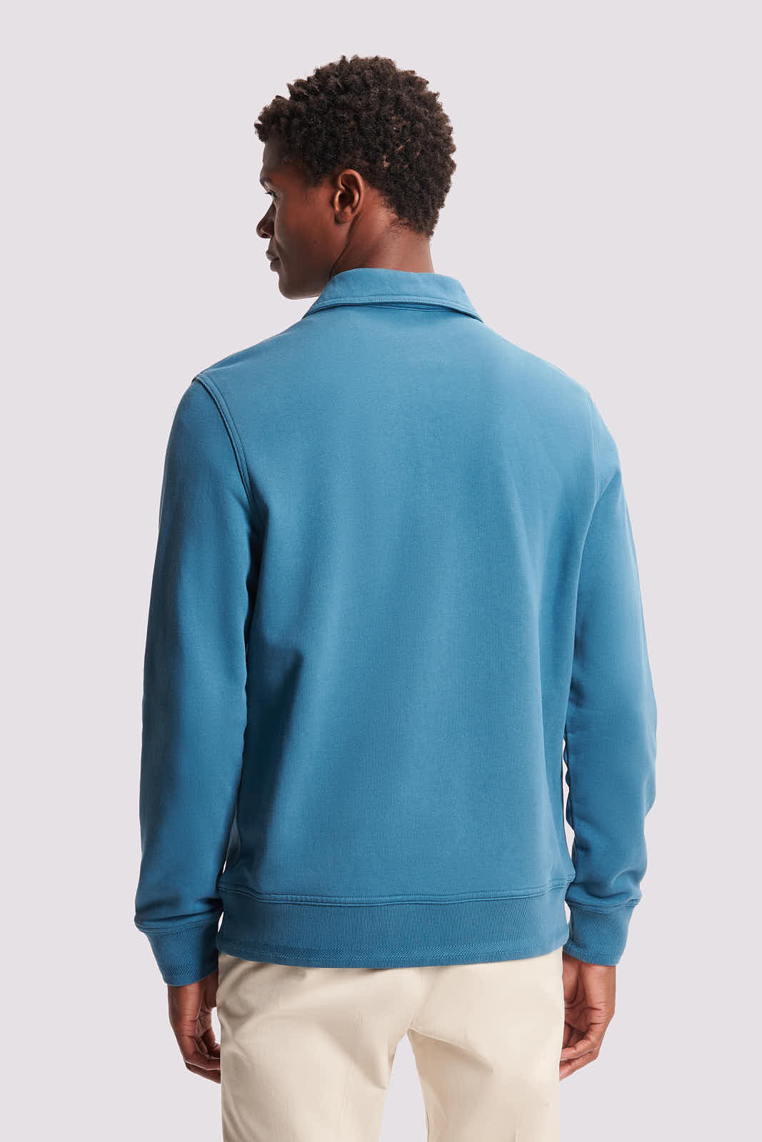 French Terry 1/4 Zip Collar Sweatshirt in Teal Blue