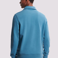 French Terry 1/4 Zip Collar Sweatshirt in Teal Blue