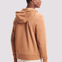 French Terry Zip Through Hooded Sweatshirt in Brown