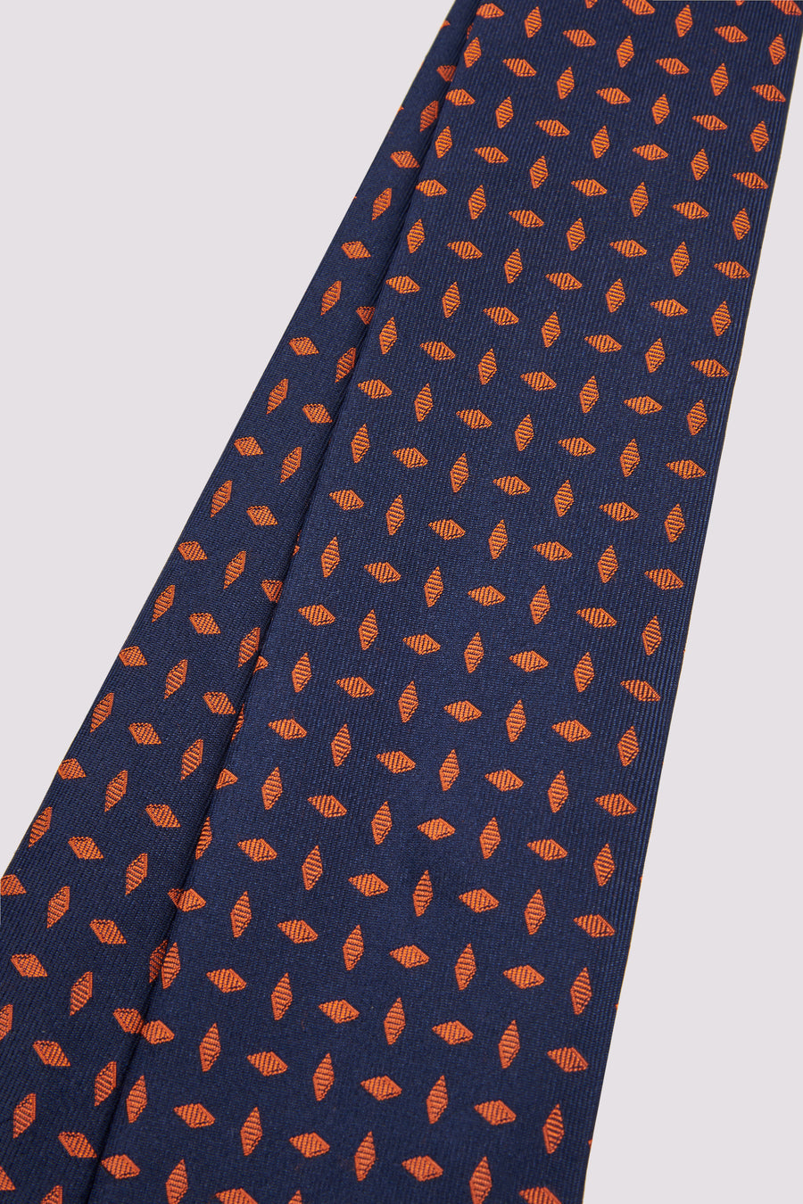 100% Silk Tie Orange Diamond Pattern Orange
