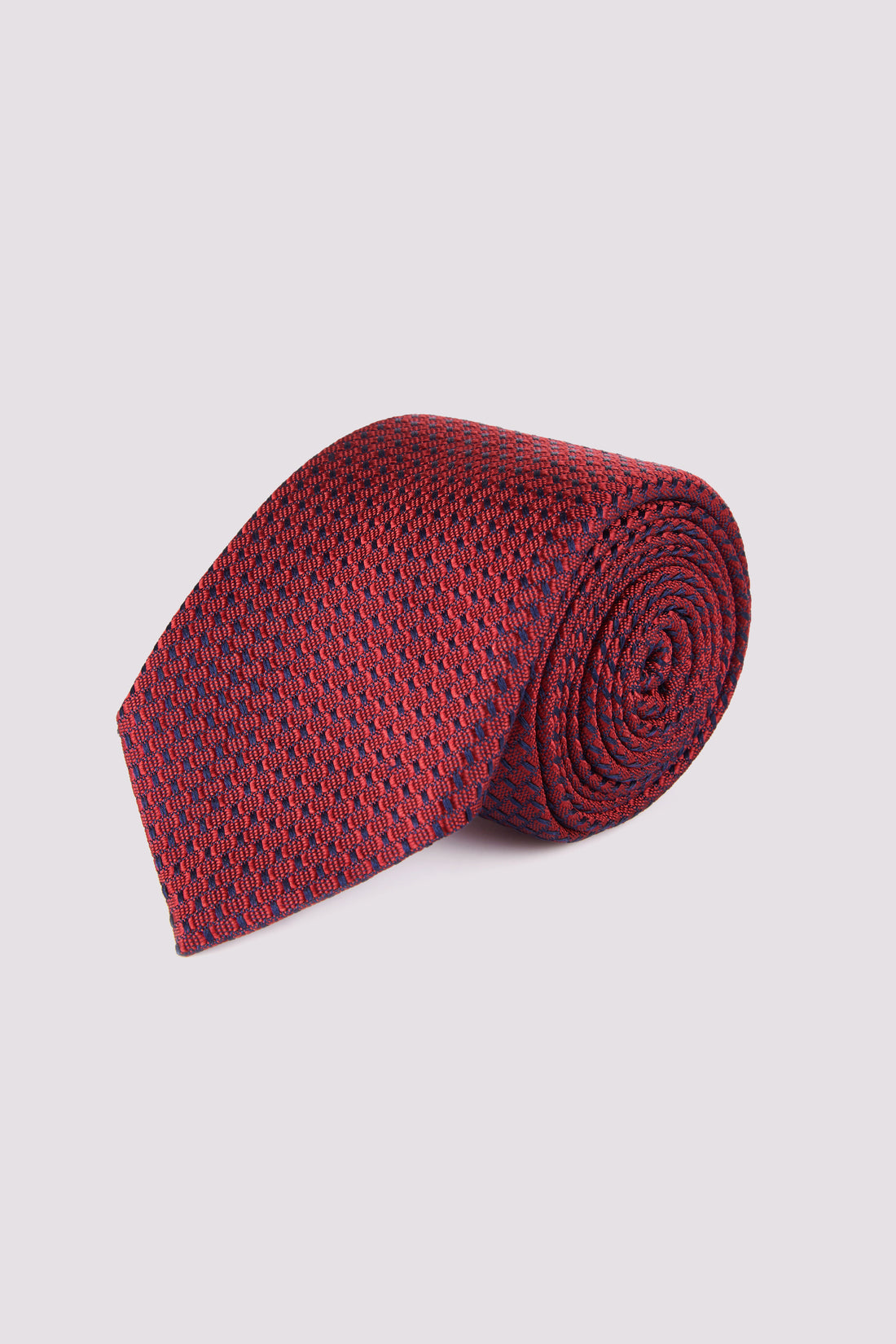 100% Silk Tie Geo Pattern Deep Red