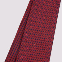 100% Silk Geo Pattern Tie in Deep Red