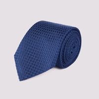 100% Silk Geo Pattern Tie in Indigo Blue