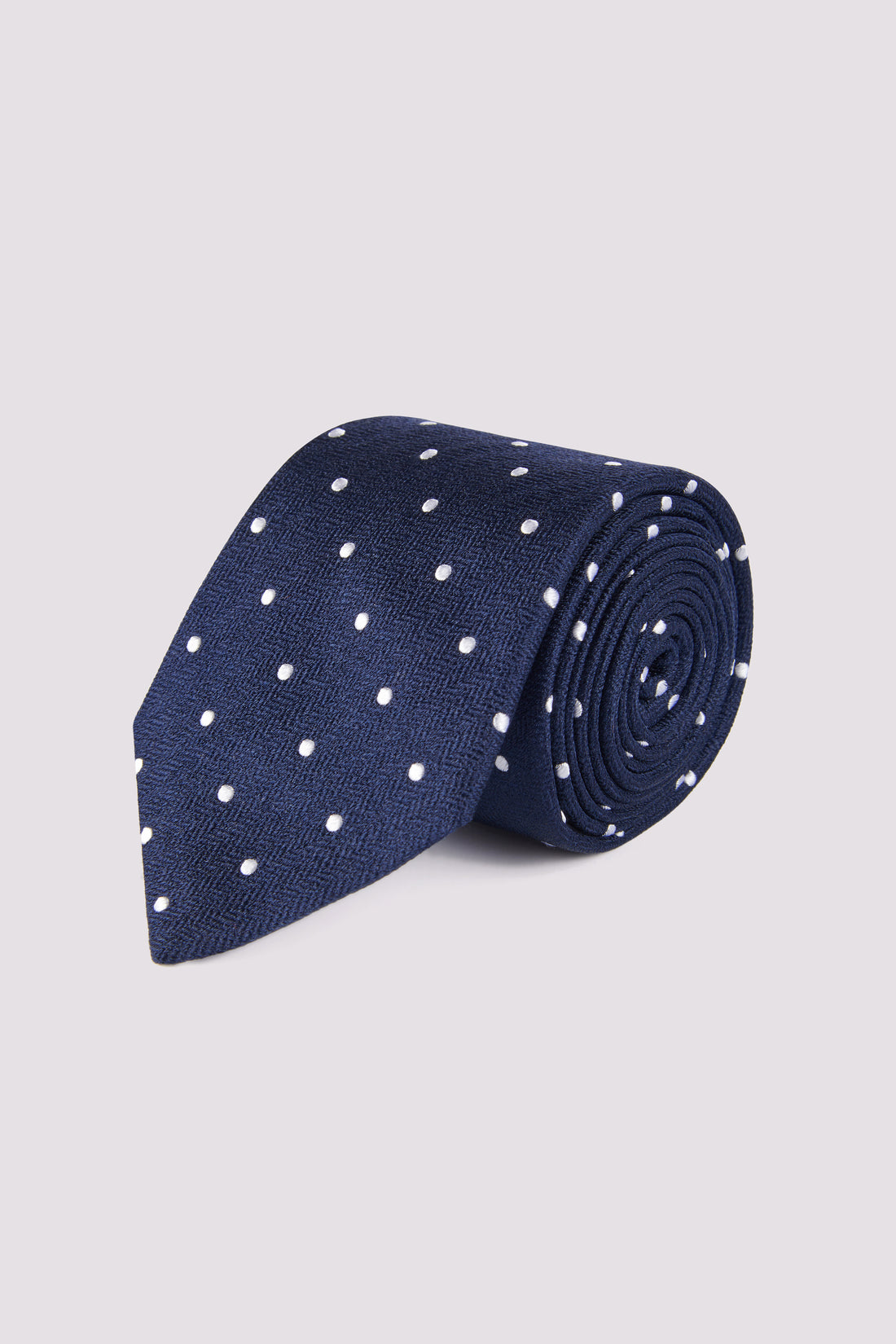 100% Silk Herringbone Polka Dot Tie in Dark Navy