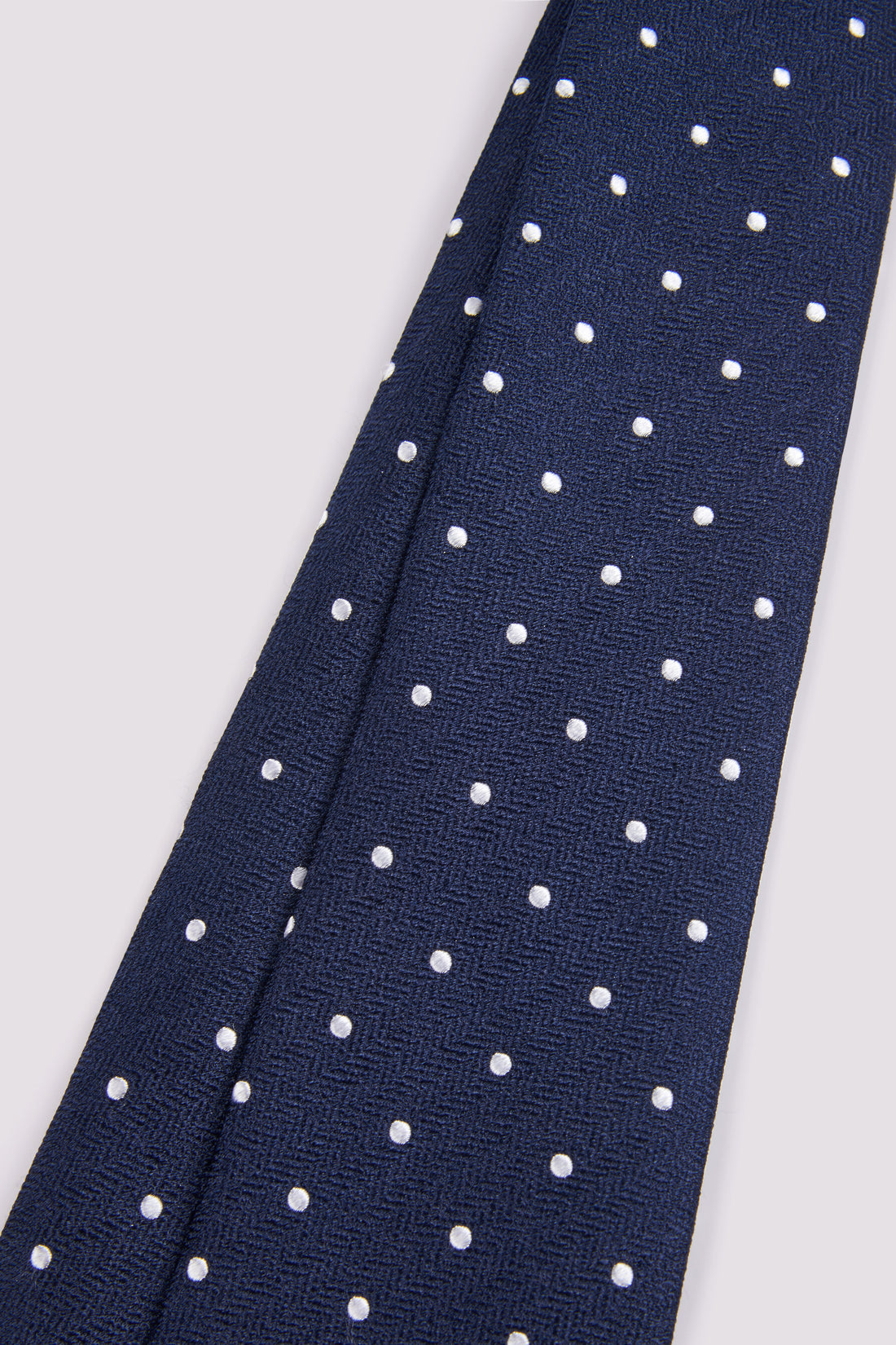 100% Silk Herringbone Polka Dot Tie in Dark Navy