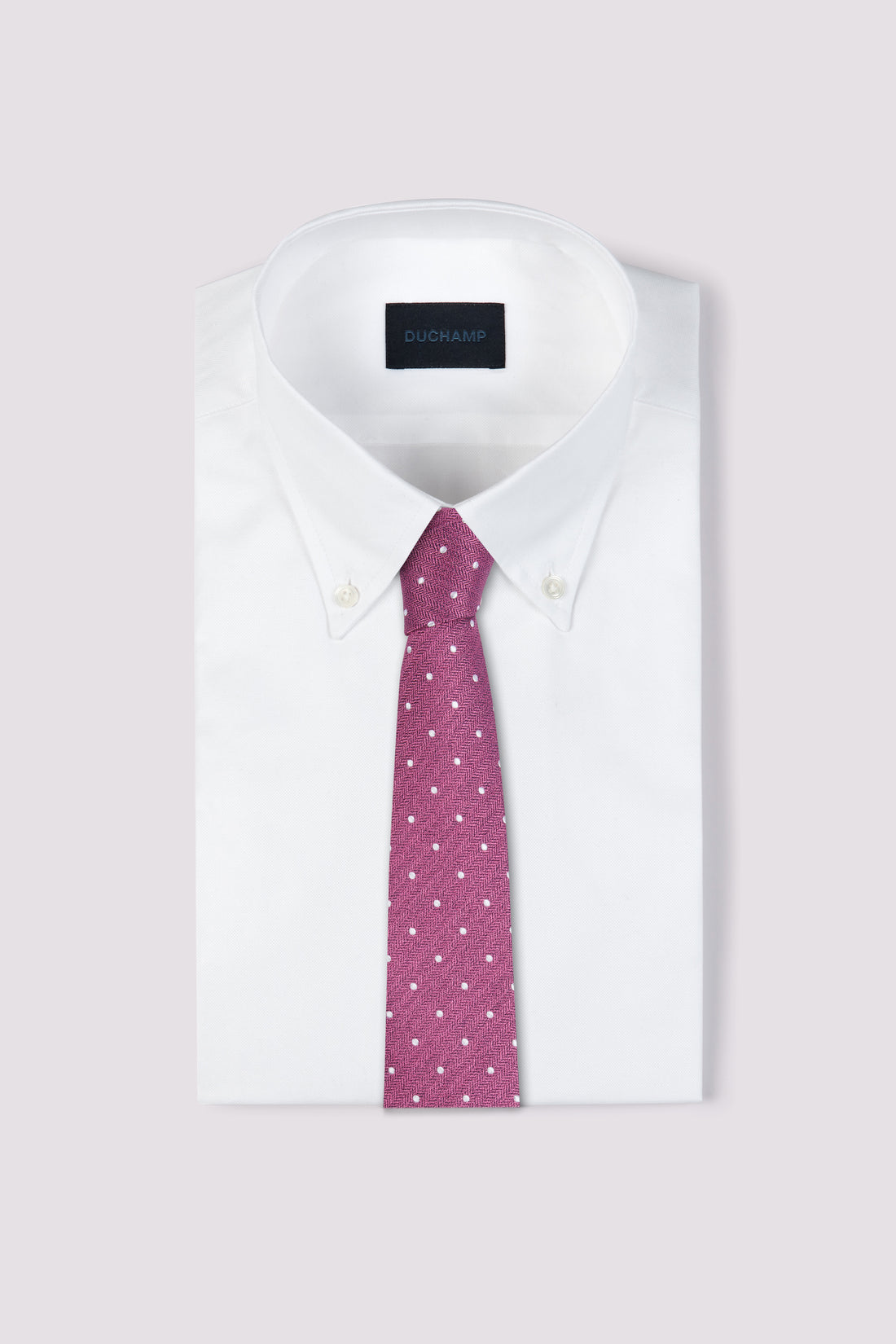 100% Silk Herringbone Polka Dot Tie in Mulberry