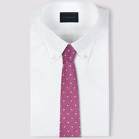 100% Silk Herringbone Polka Dot Tie in Mulberry