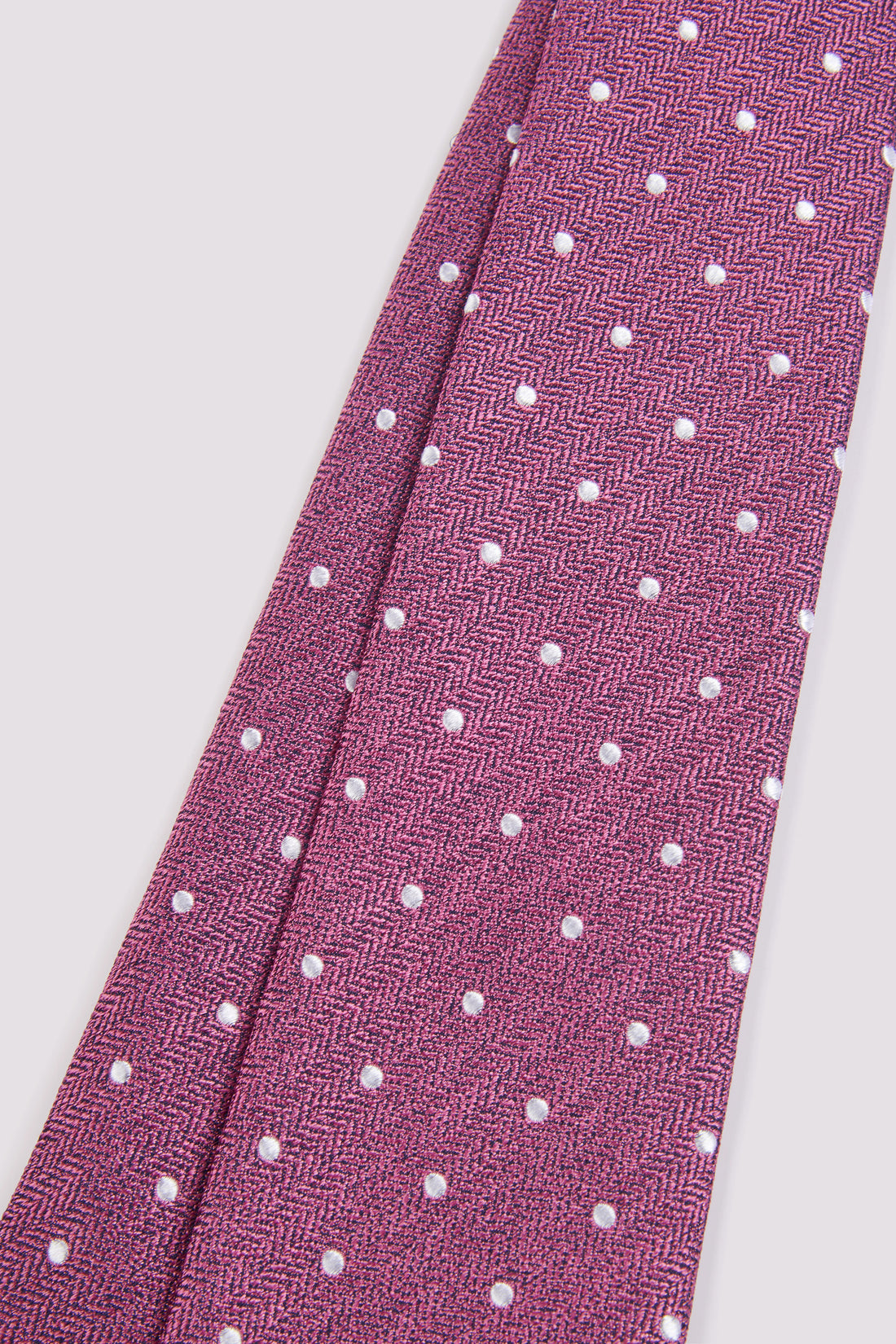 100% Silk Herringbone Polka Dot Tie in Mulberry