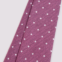 100% Silk Herringbone Polka Dot Tie in Mulberry