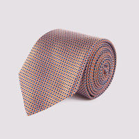 100% Silk Tie Oval Pattern Dark Navy