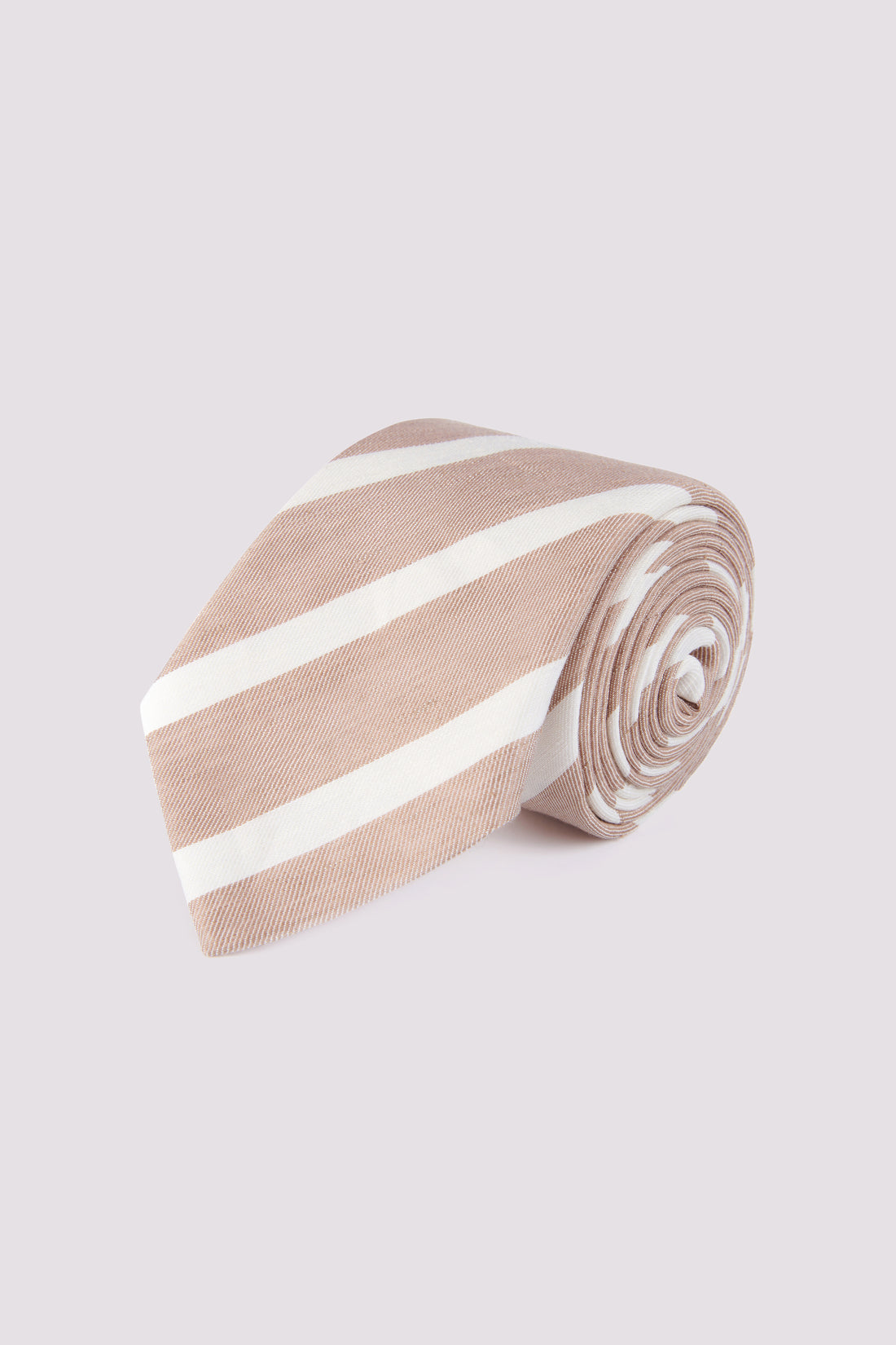 Silk/Linen Tie Angled Stripe Sand