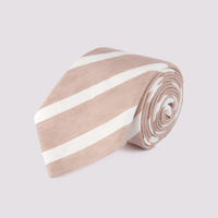 Silk/Linen Tie Angled Stripe Sand