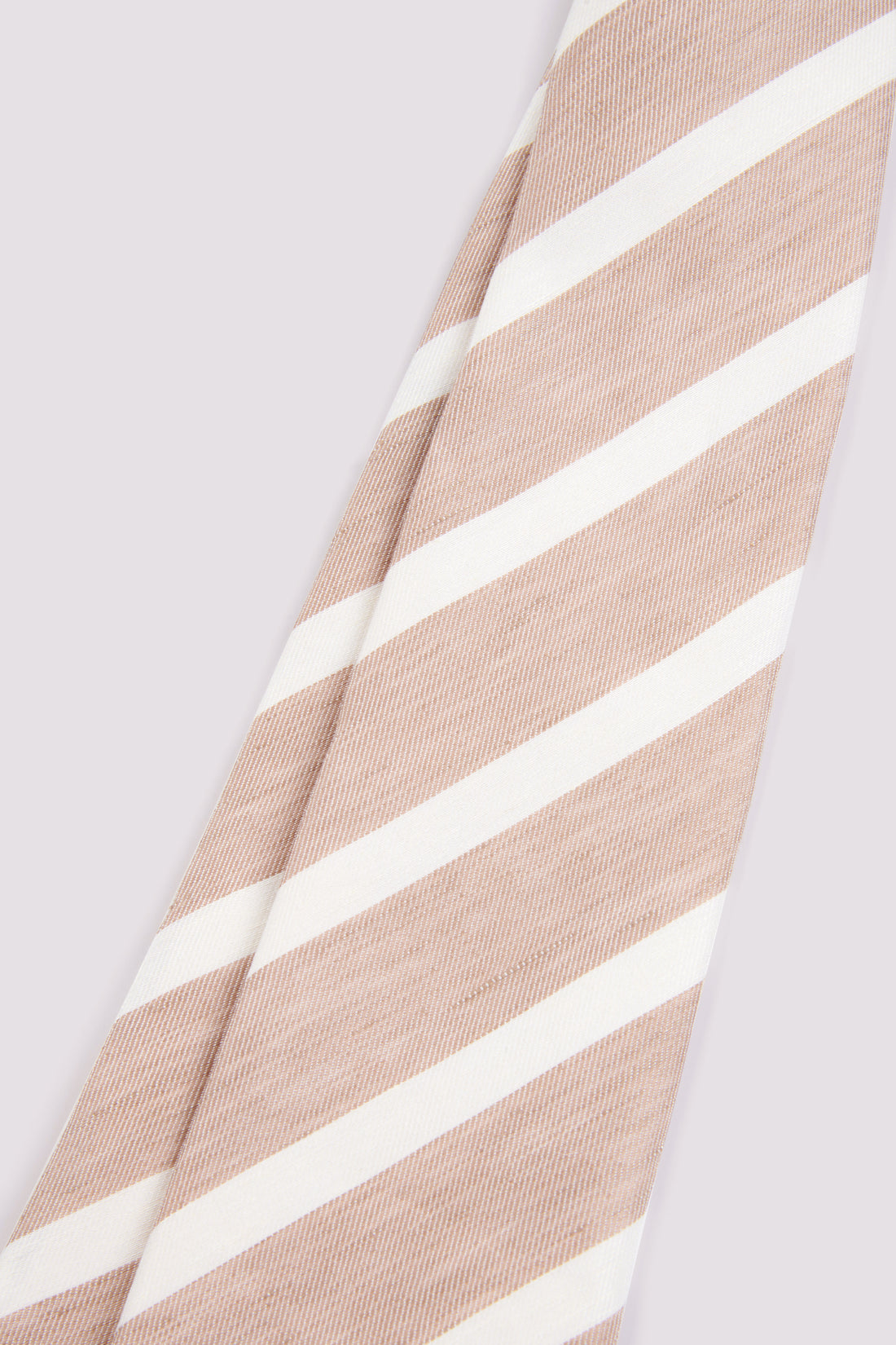 Silk/Linen Tie Angled Stripe Sand