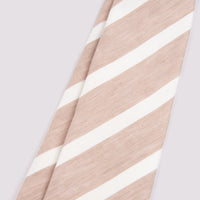 Silk/Linen Tie Angled Stripe Sand