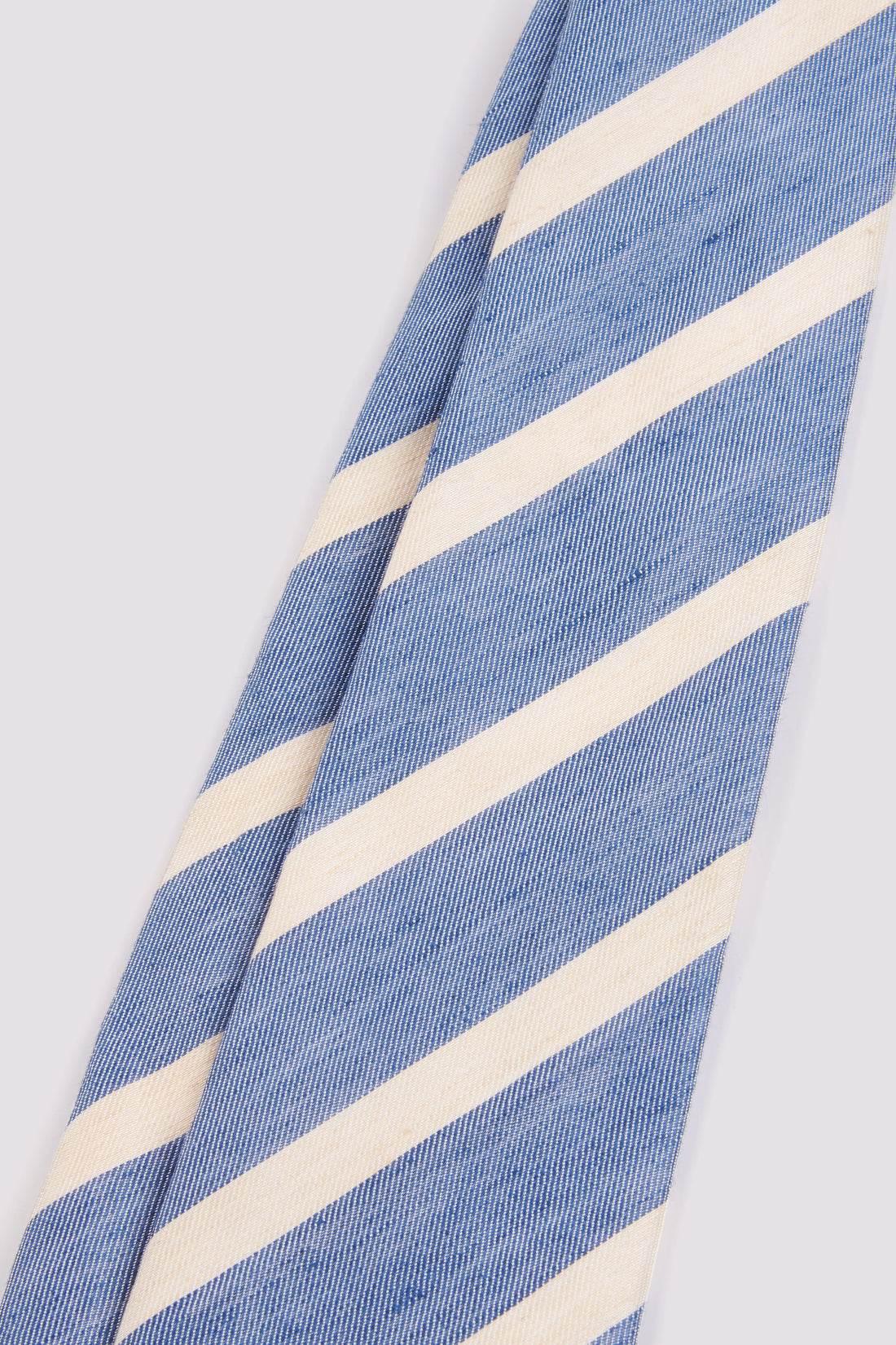 Silk/Linen Tie Angled Stripe Baby Blue