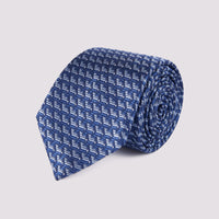 100% Silk Arrow Geo Pattern Tie in Marine Blue