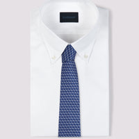 100% Silk Arrow Geo Pattern Tie in Marine Blue